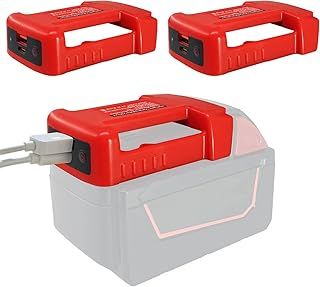 2 Pack USB Charger Adapter for Milwaukee, Adapter For Milwaukee M18 18V Battery with USB & Type C Output with Charging Function for Indoor Outdoors(No Battery)
