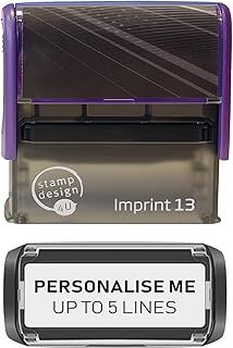 Stamp Design 4U Imprint 13-5 Line Personalised Stamp, Premium Custom Made, Self-Inking, Business Address Stamp- Black Ink- 58 x 22mm