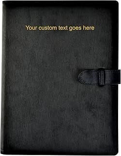 Arpan Personalised Text 36 Pockets A4 Presentation Folder Document File Folder Display Book Portfolio Professional Conference Folder Faux Leather (Black)