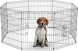 UNDERDOG 8 Panel Playpen Suitable for Dogs/Puppies/Cats & Rabbits foldable ideal for Indoor/Outdoor use puppy play pen (76cm, Black)