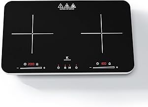 COOKNANO Induction Hob - 2 Plate, Double Heating, 2800W, 20 Power Settings, 6-Hour Timer, Portable, Children's Lock