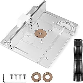 Router Table Insert Plate, Milling Table Insert Plate, Aluminum Alloy Wood Milling Flip Board Trimming Machine, Engraving Auxiliary Tool with Miter Gauge Table Saw Woodworking Benches