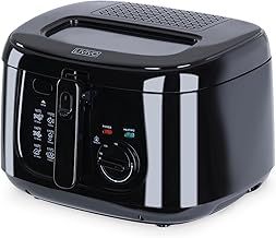 LIVIVO Electric 2.5L Deep Fat Countertop Fryer Non-Stick Coating, Internal Mesh Basket with Safety Handle and Viewing Window Easy Clean (White) (Black)