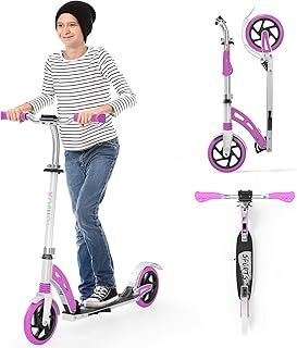 Scooter for Kids Ages 6+ Year Old, TONBUX Kids Scooter for Girls Boys Teens, Easy Folding Scooter with 200mm Big Wheels & Infinitely Height Adjustable & Dual Suspension & Carry Strap, Load up to 100Kg
