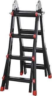 HOMCOM 4M Aluminium Duo Ladder Telescopic Herringbone Changeable Multi-Purpose w/Non-Slip Steps Climbing DIY Platform Portable Workshop House Garden
