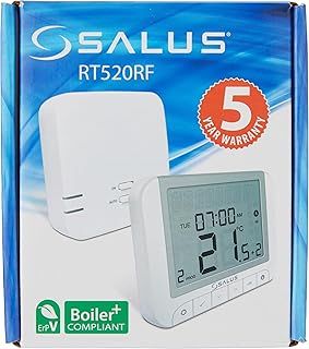 Salus Controls RT520RF Wireless Thermostat, Boiler Plus Compliant Digital & Electronic Room Thermostat - White