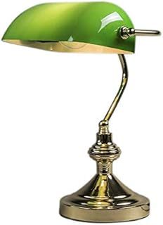 Qazqa - Classic Table Lamp I Table LightInotary lamp Brass with Green Glass - Banker- - Retro - Suitable for LED E27 | 1 Light - Steel Table lamp - Suitable for Living Room I Bedroom I