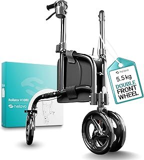 Helavo 3 Wheel Walker with Double Front Wheels - only 5,5 kg, Foldable, Narrow Walker for Indoors and Outdoors, Aluminium Rollator for The Elderly