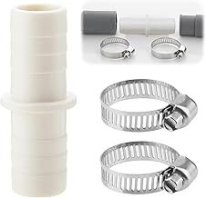 Washing Machine Waste Pipe Connector with Pipe Clips Extension Attachment Hose to Hose Joiner Straight Connection Coupler for Machine Outlet Drain