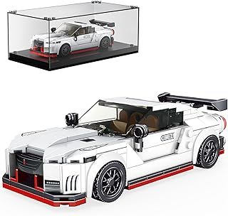 Mould King GTR Super Car Toy Building Sets with Acrylic Display Case, Collectible Model Car Toys Building Blocks 27031, Cool Simulation Cockpit Speed Racing Cars for Adults Kids 8+(356 Pieces)