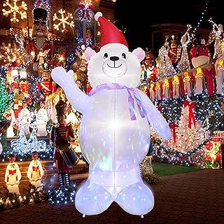 8 Feet High Christmas Inflatable Polar Bear, Christmas Blow Up Snowman Decoration Outdoor Indoor Holiday Decor for Home Family Yard Lawn Garden Party Supplies