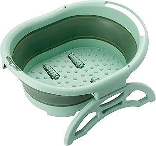 Foldable Space Saving Relaxing Foot Bath Spa with Foot Massage Rollers, Collapsible and Portable Bucket Tub Gift Set