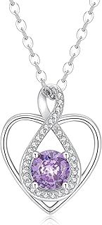EXGOX Neckalce for Women S925 Silver Necklace for Women Heart Charm Necklaces Dainty Love Heart Pendant Sterling Silver Necklace Crystal Choker Necklace Jewellery Gifts for Women Girls Lady