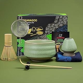 TEANAGOO Matcha Set, 7 Pcs Matcha Kit for Ceremony, Matcha Whisk Set, Ceramic Matcha Bowl, Matcha Tea Set for Making Breakfast/Matcha Latte, Bamboo Matcha Whisk (Chasen), Gift for Matcha Lover