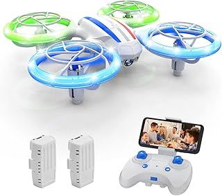 DEERC Mini Drone with 720P HD FPV Camera for Kids, D23 RC Quadcopter with Bright LED Lights, Altitude Hold, Headless Mode, 3D Flips, Voice/Gesture Control, 2 Batteries, Gift Toy for Boys and Girls