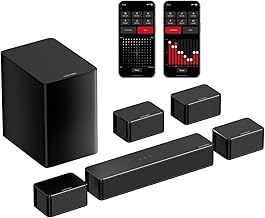 Soundbar for TV, 7.1 Virtual Surround Sound System Home Cinema with Smart App, TV Sound Bar with Subwoofer, Peak Power 410W, Home Sound Systems, 4 Adjustable Surround Speakers, Poseidon D70
