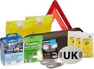 Family Motoring & Leisure 10 Piece European Travel Kit Legal Motoring Recommended Euro Items Driving in France Comes with Handy Travel Kit Bag