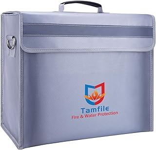 Tamfile 4200℉ Fireproof Document Bag, 16"×12"×5" Large Capacity Water Resistant Document Box A4 with Zipper Upgraded Silicone Coated Fiberglass Fireproof Safety Box for Home, Cash, Valuable, Jewelry