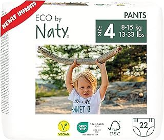 Eco by Naty Nappy Pants - Hypoallergenic and Chemical-Free Pull Ups, Highly Absorbent and Eco Friendly Training Nappies for Boys and Girls (Size 4 – 22 Count)
