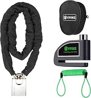 EYPINS Motorcycle Alarm Lock, 110dB Anti-Theft Bike Disc Lock with 1.2m Steel Chain, Waterproof & Shockproof for Scooter/Bicycle