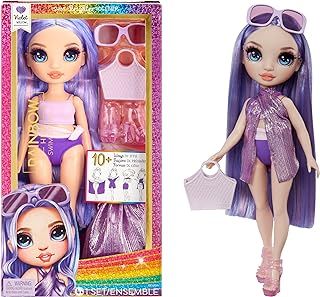 Rainbow High Swim & Style - Violet (Purple) - 28 cm Doll with Shimmery Wrap to Style 10+ Ways - Removable Swimsuit, Sandals, Fun Play Accessories - Kids Toy - Great for Ages 4-12 Years