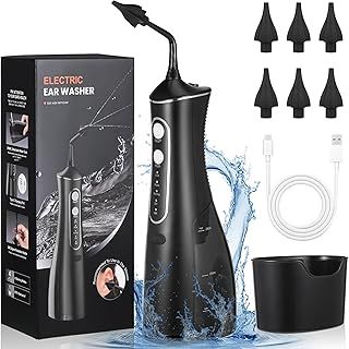 Ear Wax Removal Kit, Gentle & Effective Electric Ear Irrigation Cleaning Tools, More Safer Ear Wax Cleaner Syringe Kit with 4 Cleaning Modes and 6 Reusable Tips