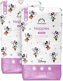 Amazon Brand - Mama Bear Disney Ultra Dry Nappies, Size 5 (10-16 kg), 152 Count (2 Packs of 76), White, Monthly Pack