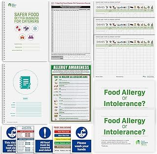 Safer Food Better Business, including Food Hygiene Record Book and Food Allergy Signs and Kitchen Safety Signs, Comprehensive Food Safety Book Kit for Caterers Restaurants and Takeaways