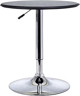 HOMCOM Adjustable Round Bistro Bar Table with PVC Leather Top Steel Base Home Kitchen Dining Desk Black