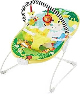 LADIDA Baby Bouncer, Bright and Colourful Safari Theme, Soothing Music and Vibration to Relax and Entertain Baby