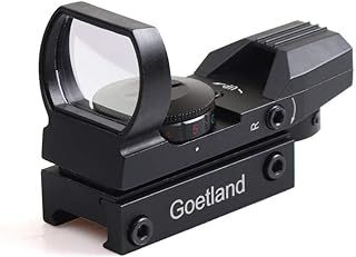 Goetland Reflex Sight Adjustable 4 Reticle Patterns Green Red Dot Illuminated 33mm Lens with 20mm Rail for Airsoft Tactical Hunting