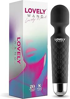 Vibrator by Lovely Wand - Powerful Personal Wand Massager for Women - Water-Resistant, Wireless, Handheld - 20 Vibration Modes & 8 Speeds - Adult Sex Toy, G Spot Stimulation, Dildo, Vibrator (Black)