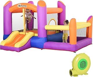 Outsunny Kids Bouncy Castle House Inflatable Trampoline Slide Water Pool 3 in 1 with Blower for Kids Age 3-8 Multi-color 2.8 x 2.5 x 1.7m