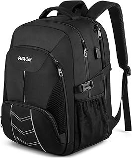 Extra Large Backpack 55L,18.4 Inch Travel Laptop Work Bag with USB Charging Port Big Business Flight Approved TSA Heavy Duty Computer Rucksack for Men Women College School,Black