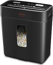 Cross-Cut Shredder, Heavy Duty 6 Sheet Shreds Paper/Card/Staple/Clip Paper Shredder for Home Office, High-Security Level P-4 Jam Proof System 11.5L Liftout Basket Black