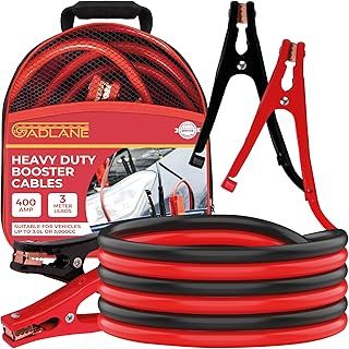 3 Meters Heavy Duty Jump Leads - 400 Amp Battery Booster Jumper Cables Colour Coded Clamps For Petrol Diesel Jump Start - Car Battery Jump Leads Heavy Duty for Car, Van & Truck (400A)