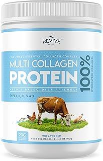 Multi Collagen Protein Powder 400g - Types I, II, III, V & X - Hydrolyzed Grass Fed Bovine, Wild Caught Fish, & Free-Range Chicken & Eggshell Collagen (1 Month Supply)