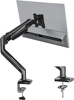 BONTEC Single Arm Monitor Desk Mount for 13-34 inch Screen, Tilt, Swivel, Rotation, Ergonomic Gas Spring Monitor Stand with Cable Management, VESA 75/100mm