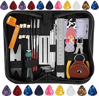 45Pcs Guitar Repairing Maintenance Tool Kit with Carry Bag Guitar Pick, For Guitar Ukulele Bass Mandolin Banjo,Guitar Care Cleaning Accessories Set, Perfect Gift for Music String Instrument Enthusiast