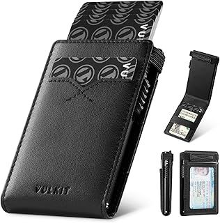 VULKIT Slim Credit Card Holder RFID Blocking Pop Up Card Wallet Minimalist Slim Wallet with Back ID Window Holds 8 Cards