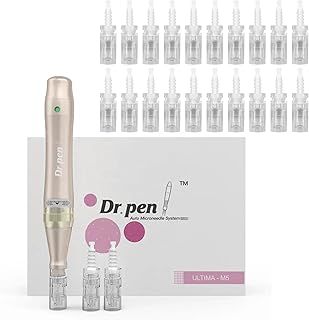 Professional Ultima M5 Wireless Microneedling Pen, Authentic Electric Micro Microneedling Machine Auto Roller Skincare Tool - Replacement Cartridges 12Pin (0.25mm) х12 & 36Pin (0.25mm) х10