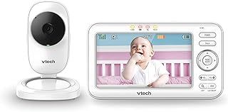VTech LM808-1W Baby Monitor with Camera,300m Long Range, Auto Night Vision, Video Baby Monitor with 5" Screen, 2-Way Audio Talk, Temperature Sensor, Power Saving Mode, Lullabies,Wall-mountable Bracket