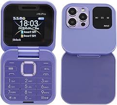 Mini 2G Flip Cell Phone, 2 SIM Card Cell Phone for Seniors with LED Flashlight, HD Rear Camera, FM Radio, Blacklist, Speed Dial, Big Buttons (Purple)