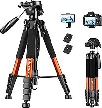 Victiv Tripod for Camera 72inch, Lightweight Aluminum Tripod for Travel, Phone Tripod with 3-way Swivel Head for 360 Degree Panoramic Shooting for DSLR YouTube Living Vlog - Orange