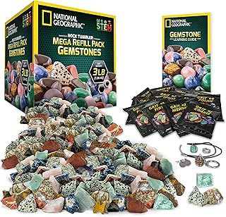 NATIONAL GEOGRAPHIC Rock Tumbler Refill Kit – 1.36 kg of Rough Gemstones and Rocks for Tumbling including Amethyst and Quartz – Rock Tumbler Supplies include Rock Tumbler Grit
