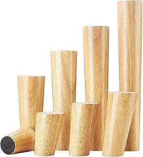 Qrity 4 PCS Wooden Furniture Legs Straight Wood Sofa Legs Cabinet Feet Straight Wooden Table TV Legs with Non-slip Mat, Screws & Mounting Plate, 10CM