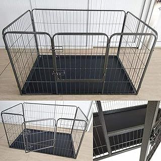 Folding Dog Cage Metal Steel Puppy Cat Crate with Dual Doors & Plastic Tray, Foldable Animal Crate Transport Carrier, Dog Cage Pet Kennel Crates for Indoor Outdoor Use, Black 24’’