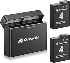 Powerextra Osmo Action 4&3 Battery Set, 2 Pack 1850mAh Rechargeable Batteries with Fast Dual USB-C Charger Compatible with DJI Osmo Action 4/3 Camera Accessories