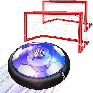 Hover Football Kids Toys with 2 Goal, Rechargeable Air Power Hover Ball with LED Lights and Safe Foam Bumper, Soccer Ball Indoor Outdoor Games for Boy Girl 3 4 5 6 7 8-12 Years Old