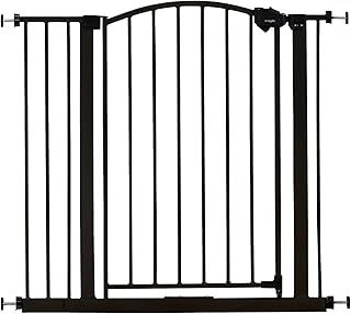 Regalo Easy Step Arched Décor Walk Thru Baby Gate, Includes 4-Inch Extension to Fit Multiple Openings, 4 Pack Pressure Mount Kit and 4 Pack Wall Mount Kit, Black